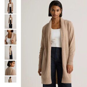 Quince Mongolian Cashmere Duster Cardigan Sweater Long Open Front Oatmeal Small